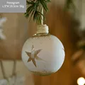 Frosted glass Christmas ball ornament with snowflake star pattern and white rope - 9x10.5cm / Hexagram Style