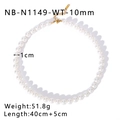 Detail van een 10mm witte parelketting met 40+5cm lengte en 51,8g gewichtsspecificaties - 10mm Witte Parel Stijl (NB-N1149-WT-10mm)