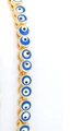 Bracciale regolabile in oro con occhio greco e perline smaltate blu e bianche - Blu