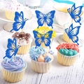 Decoración de pastel de mariposa azul brillante para fiestas de cumpleaños y cupcakes - Paquete Estándar / Azul Real