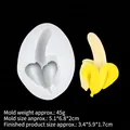 DIY banana silicone fondant mold for cake decorating with precise 3D fruit shape details - No.1 Peeled Single Banana Style (B336) / Clear