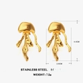 Golden jellyfish earrings in stainless steel with dimensions and weight data - Jellyfish Style / Gold