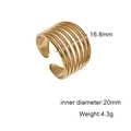 Dettaglio anello a più strati dorato con larghezza 16,8 mm e diametro interno di 20 mm - Aperto Regolabile / Oro