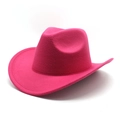 Dettaglio ravvicinato del cappello da cowboy rosa in feltro di lana con tesa larga classica - M / Rosa Rosso
