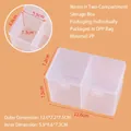 Clear 2-compartment PP storage box with lid measuring 12.6x7.2x7.5cm for small tools - Double Slot Storage Box (12.6x7.2x7.5cm)