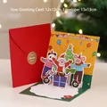 3D pop-up Christmas card with Santa and panda, including a red envelope 13x13cm - Christmas Surprise / 12x12cm (Including Envelope/Sticker)