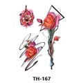 Waterproof temporary tattoo stickers featuring red rose floral designs style TH-167 - Th-167 / 210*148mm
