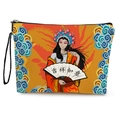 Make-up Tasche mit Meerjungfrau- und Opern-Print, Reißverschluss und Handgelenkschlaufe - Glückliche Kriegerische Dan Illustration (Stil 3) / 17*25cm (Leinen) mit Gurt