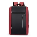Minimalist business laptop backpack in red and black color contrast with USB port - 1327 Style-Red
