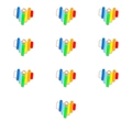 Dettaglio di 10 ciondoli a cuore arcobaleno in metallo smaltato colorato per fai da te - 1# Cuore Arcobaleno