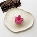 Pink gradient frangipani hair claw clip with transparent resin finish on ceramic tray - Small / Gradient Rose Pink