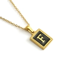 18K gold stainless steel necklace featuring a square black pendant with letter E - Letter F (Includes Chain)