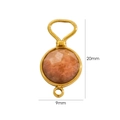 Orange faceted gemstone pendant with gold-plated connectors, sized 20mm by 9mm - Sunstone