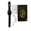 B02 Pro smart watch set in black with magnetic charger, manual and retail packaging - Blue
