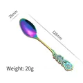 Rainbow plated stainless steel rose handle spoon 128mm for dessert and coffee - Spoon / Iridescent