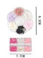 3D colorful bow and flower nail charms set in pink, white, and purple varieties - 6-Grid Small Flowers + Plum Box Bowknot