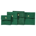 Forest green velvet jewelry pouch with golden snap button in various sizes for storage - Small / Dark Green