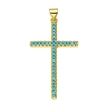 Gold-plated cross pendant featuring pave-set turquoise stones for jewelry making - Pendant 42 (Gold Pave Turquoise Cross)