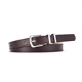 Ceinture Y2K en cuir marron foncé avec boucle argentée et surpiqûres pour femme - café