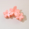 Pink floral hair claw clip with marble texture and three-flower design for elegant hair styling - #20abs Light Pink - Three Flowers / Bulk (No Packaging)