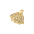 Détail d'un pendentif en forme de coquillage doré incrusté de strass clairs brillants - Coquillage en Zircone VD1582 / Or
