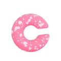 Pink C-shaped ear bone cuff featuring white irregular ink spots in a trendy design - Pink with White Splatter Texture (N-744)