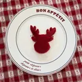 8cm red plush reindeer head ornament for DIY Christmas tree and festive home decoration - Dark Red Deer Head