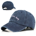 Cappellino da baseball in cotone lavato blu navy con ricamo rosa Bad Hair Day e fibbia metallo - Taglia unica / Blu Notte