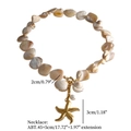 Detailed view of starfish pendant and shell necklace with clear measurement markings - Gold Irregular Shell Starfish Necklace (N1931G)