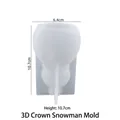 3D snowman silicone mold with crown for Christmas DIY candles and soap 10.7cm height - Mirror Style - Crown Snowman / Milky White