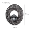 Vintage brooch with black pearl and grey rhinestones in a wreath design, 4.5cm by 3.8cm - Circle Wreath (xz4149)
