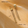 Golden stainless steel tassel earrings with geometric disk and long delicate chains - Gold Semi-Circle Tassel