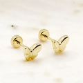 Polished gold butterfly stud earrings with secure screw-back closures for women - Gold Butterfly Polished Mirror