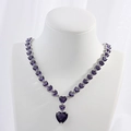 Elegante Silberhalskette mit violettem Herz-Edelstein und funkelnder Zirkon-Kette - Silber Lila Zirkonia Halskette