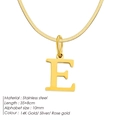 Collar con colgante letra E de acero inoxidable oro de 14K con cadena de serpiente plana - Letra E