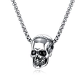 Classica collana con ciondolo a teschio in acciaio inossidabile e catena box argento - Argento