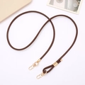 Brown PU leather crossbody strap with gold metal hooks and adjustable buckle for bags - Coffee