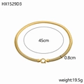 Golden snake bone chain necklace 45cm length and 0.8mm width minimalist style - Thick Flat Chain (HX1529D3)
