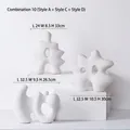 Three-piece set of abstract white ceramic sculptures for minimalist interior decoration - Artificial Rockery Ornament Set Of 10