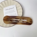 Fermaglio per capelli in acetato tartarugato fatto a mano con design ovale cavo - Ambra