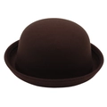 Detailed texture of dark brown wool felt dome hat with high-quality stitching detail - Adult One Size Head Circumference 57cm / Coffee
