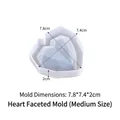 Moule silicone cœur à facettes géométriques pour résine, taille 7,8x7,4x2cm - Cœur Facetté Moyen