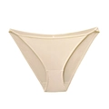 Women's minimalist beige cotton sports thong with thin straps in a seamless flat lay style - M / Nude