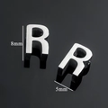 Silver stainless steel letter R pendant charm with 8mm height and 5mm width measurements - Silver-Letter R