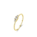 Anello a tre diamanti in argento sterling S925 dorato con design a treccia ritorta - Taglia US 5 / Oro