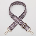 Adjustable woven strap with purple diamond patterns and gold metal swivel hooks - No. 705 Gold Hook
