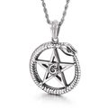 Pentagram Ouroboros hanger van zilver roestvrij staal met Vrijmetselaar G symbool - Ouroboros Pentagram Letter G Stijl (KP55727-BD)