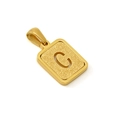 Golden 18K titanium steel rectangle pendant featuring a frosted letter C cutout - Letter C - Gold