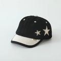Close-up of contrast kids baseball cap with star embroidery and soft suede finish - 52cm (2-5 Years) / Baseball Cap / Black