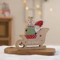 Decorazione a slitta natalizia in legno con Babbo Natale e regali per decoro da tavolo - Babbo Natale in Slitta